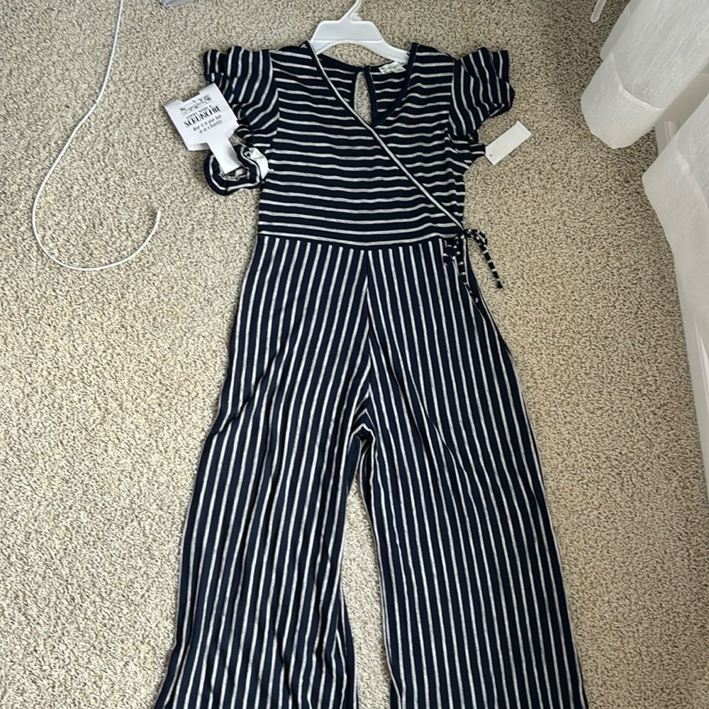 Navy And White Striped Knitworks Jumper